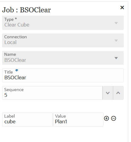 Image show a Clear Cube job type for a BSO cube.