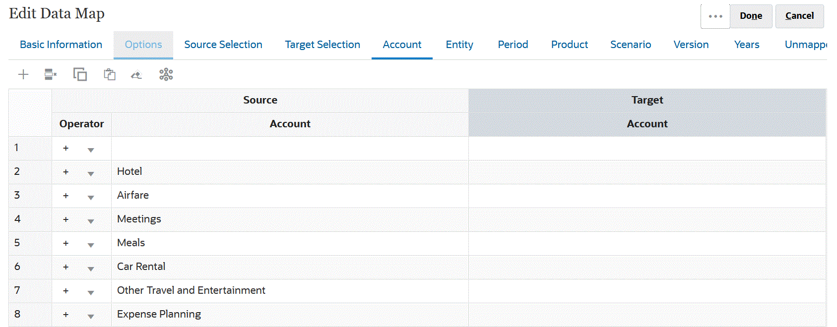 Image shows the Edit Data Map page.