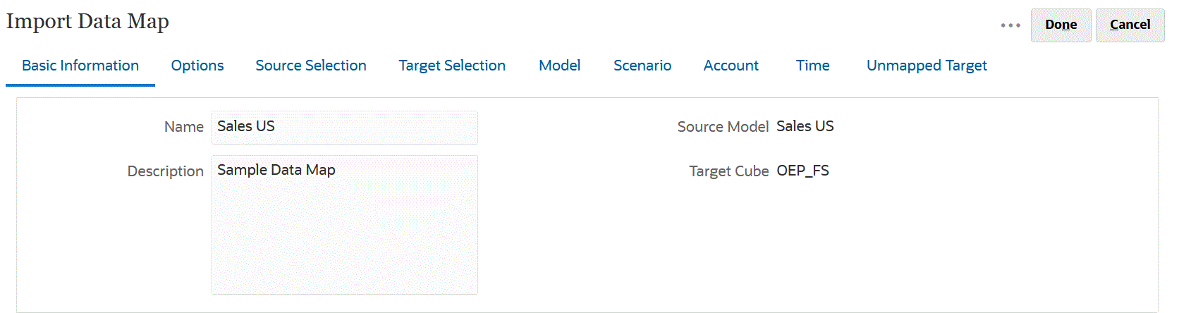 Image shows an imported Strategic Workforce Planning data map.