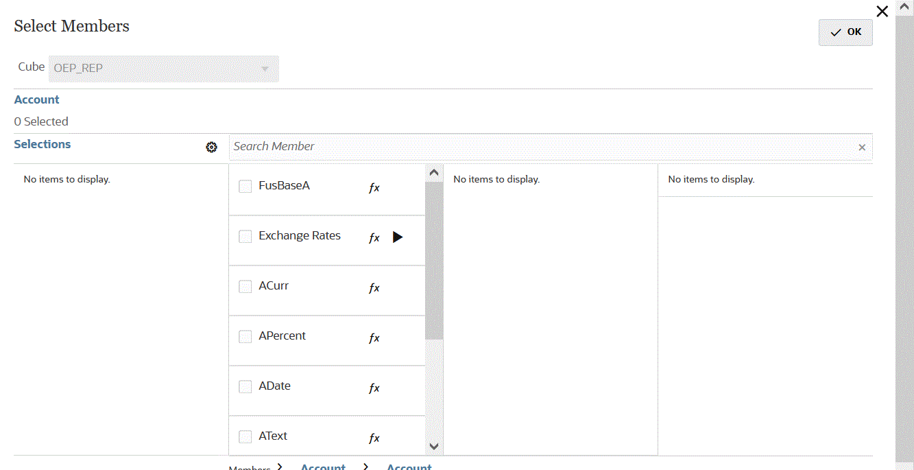 Image shows the Member Selector page.