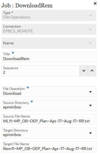 Image shows Download option used with File Operations job type.