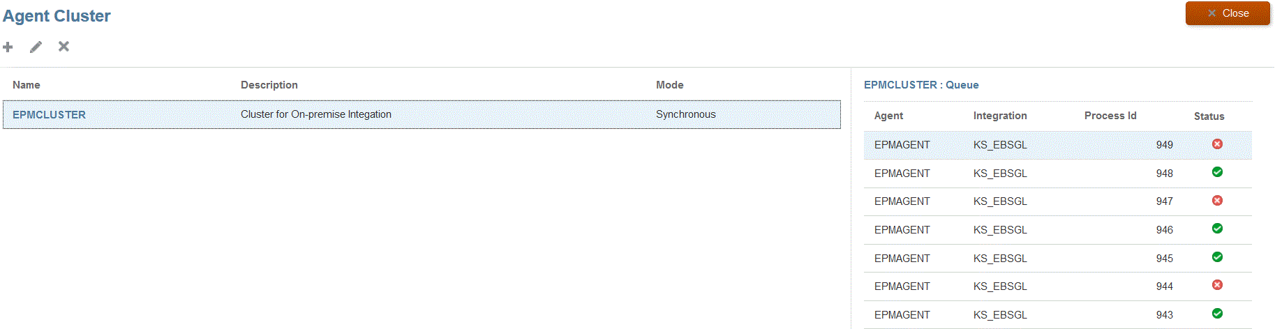 Image shows the Agent Cluster page.