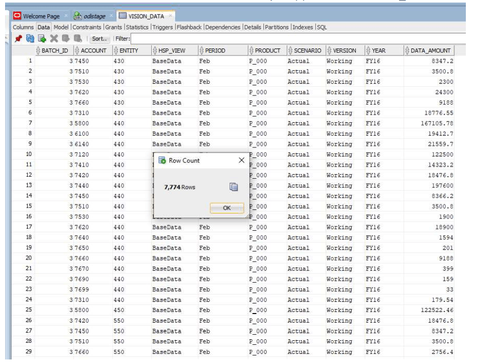 Image shows the target database.