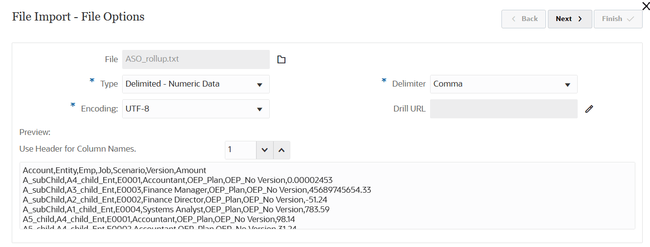 Image shows the File Option page.