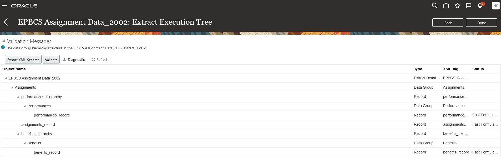 Image shows the Extract Execution Tree page.
