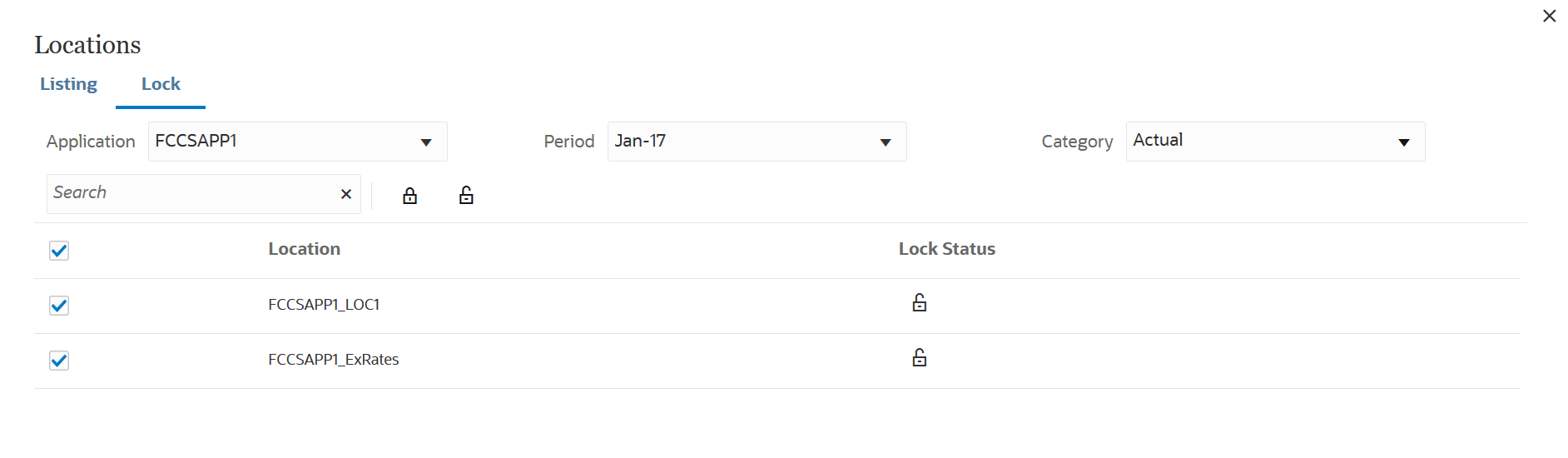 Image shows the Lock tab.