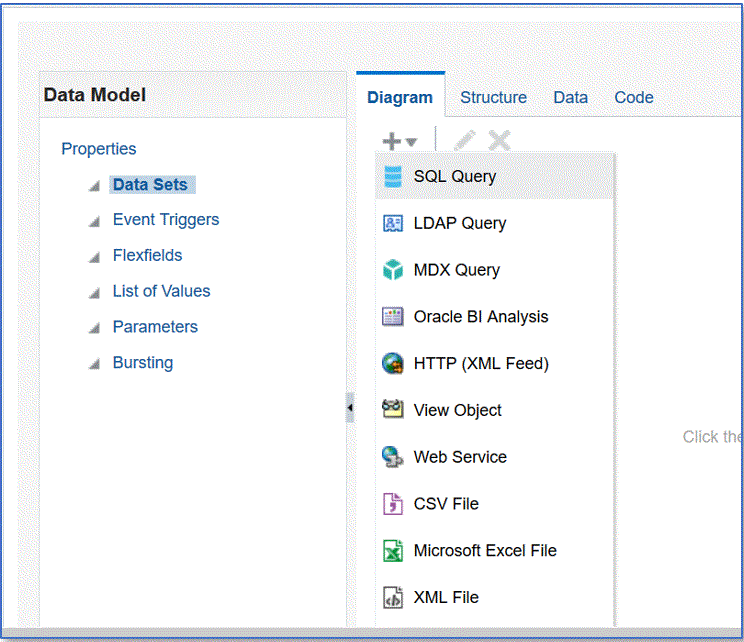 Image shows the Data Model page.
