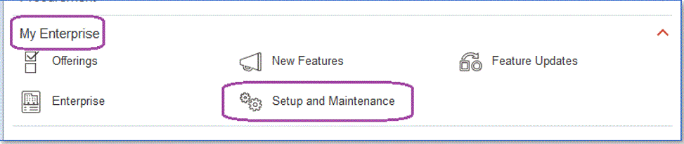 Image shows the Setup and Maintenance option.