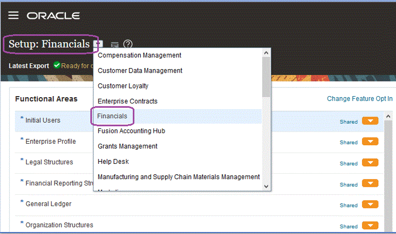 Image shows the Setup page.