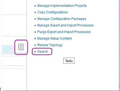 Image shows the Search option.