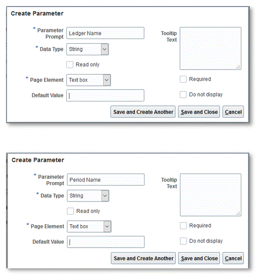 Image shows Create Parameter page.