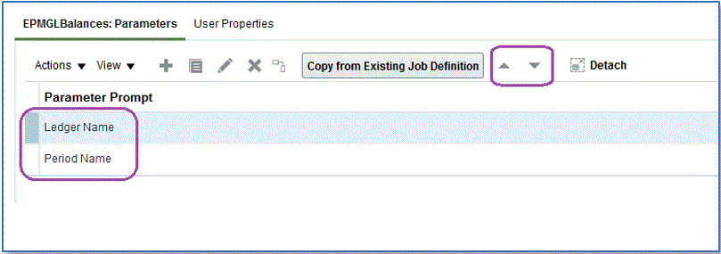 Image shows the Parameters page.