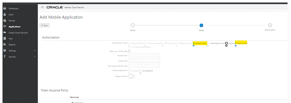 Image shows the Authorization section.