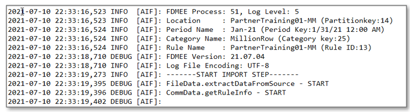 Image shows sample log file.