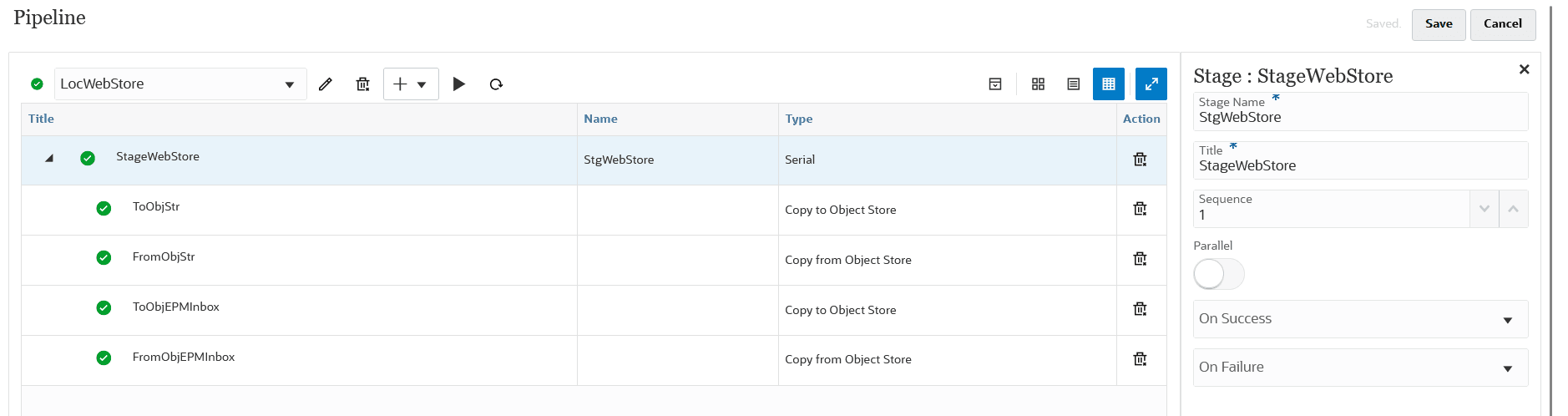 Image shows Pipeline page.