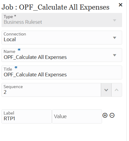 Image shows the Business Ruleset job options.