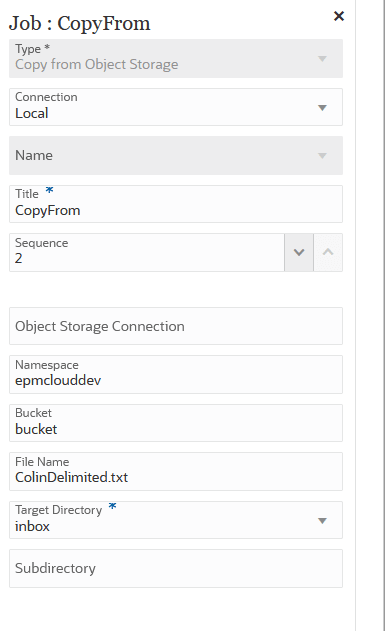 Image shows Copy from Object Storage job type.