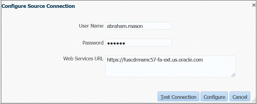 Image shows the Configure Source Connection page.