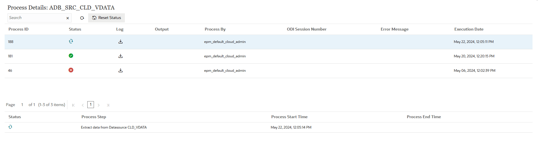Image show the Process Details page.