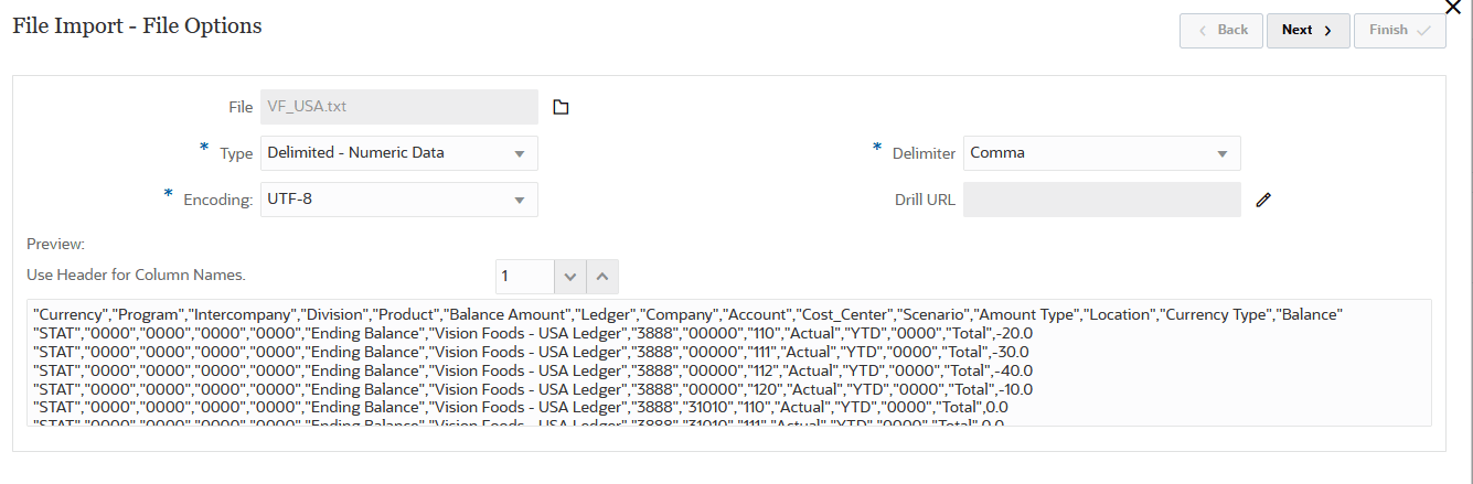 Image shows the File Import page.