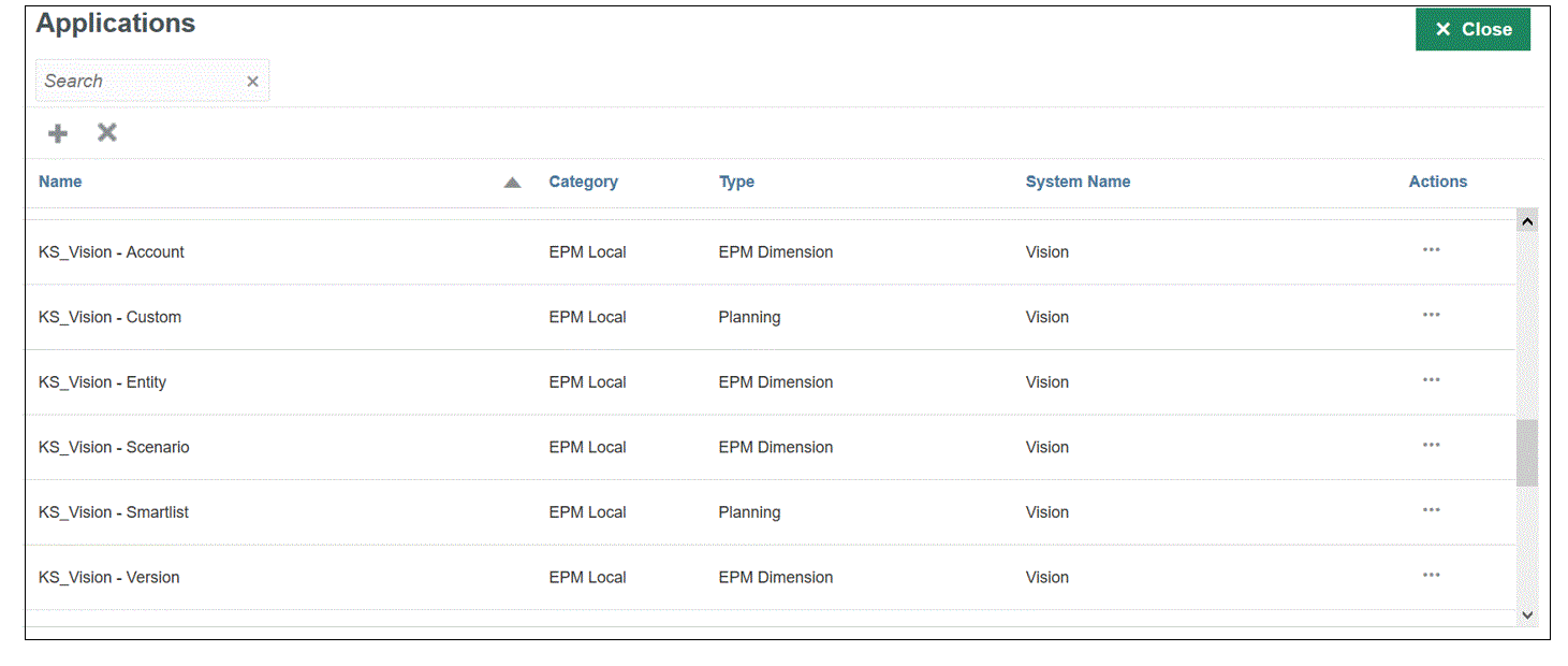 Image shows the Applications page.