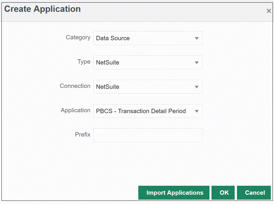 Image shows the Create Applications page.