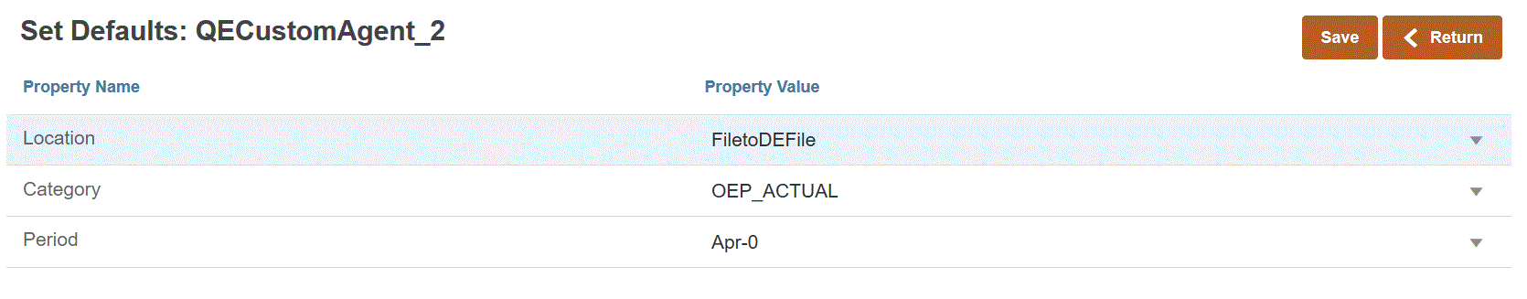 Image shows Set Default page.