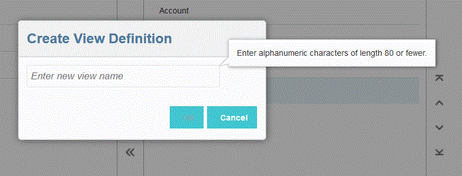Image shows the Create View Definition window.