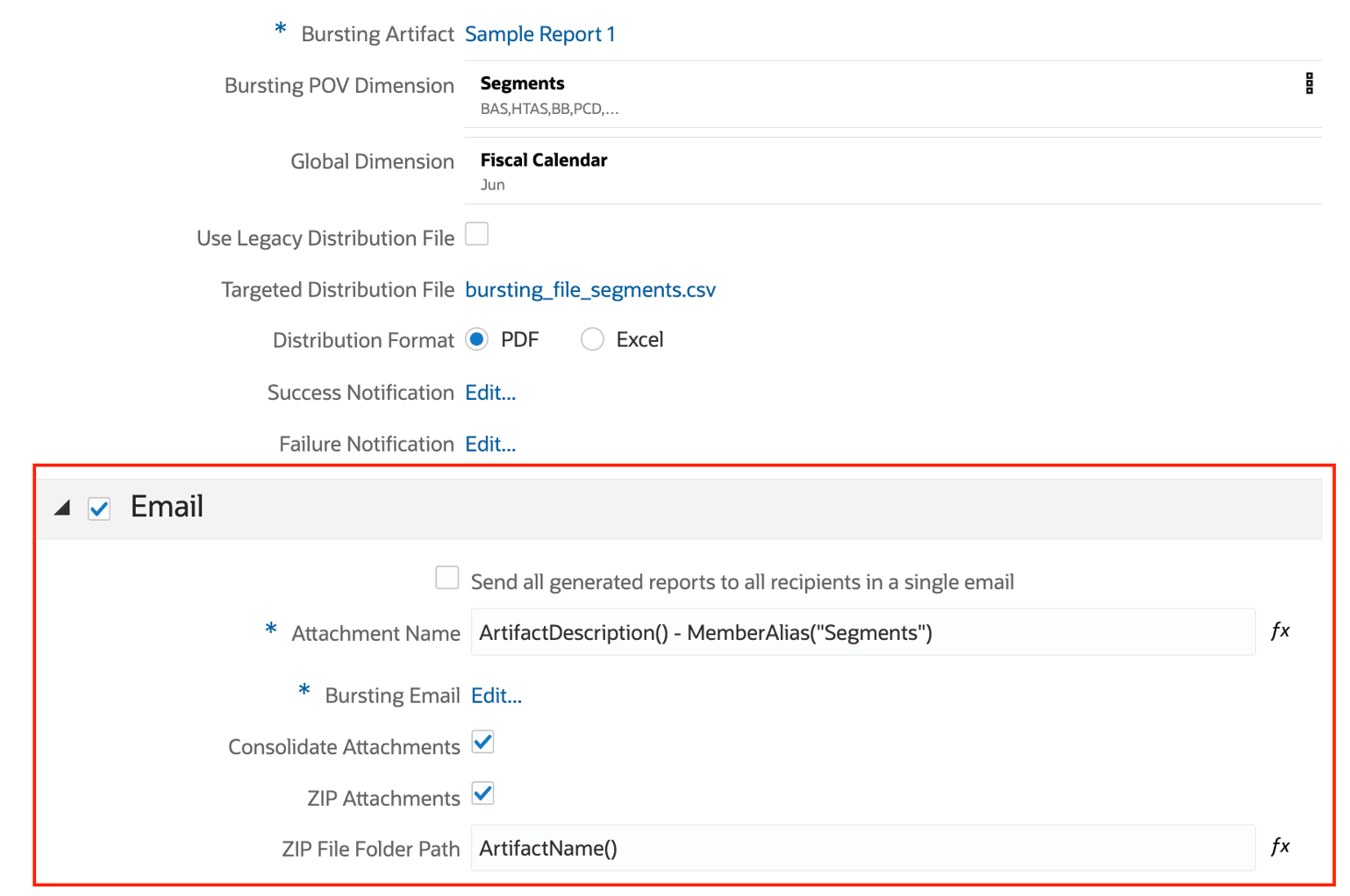 review the email settings