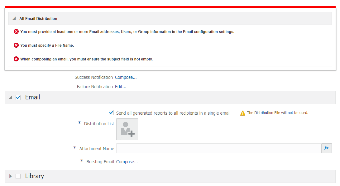The system will display validation errors that occurred during the process.