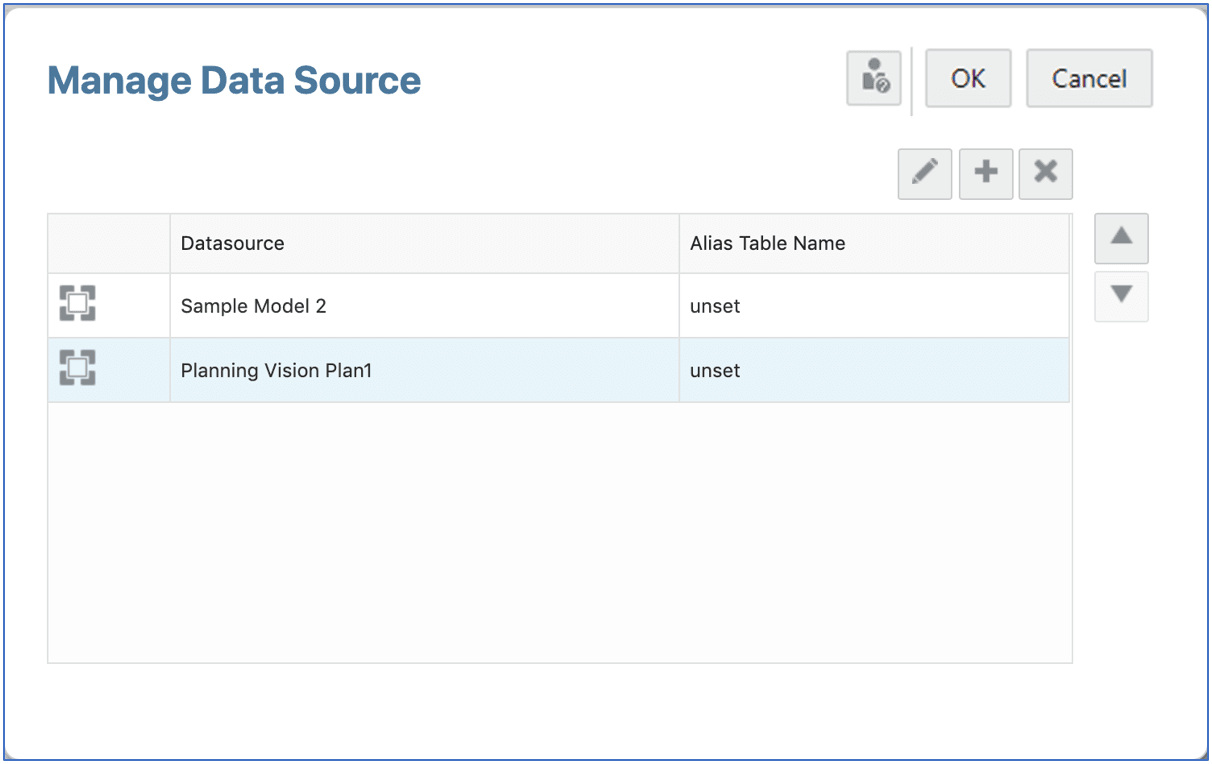 added list is displayed in the manage data source dialog box