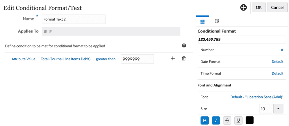 Conditional format of total journal line items