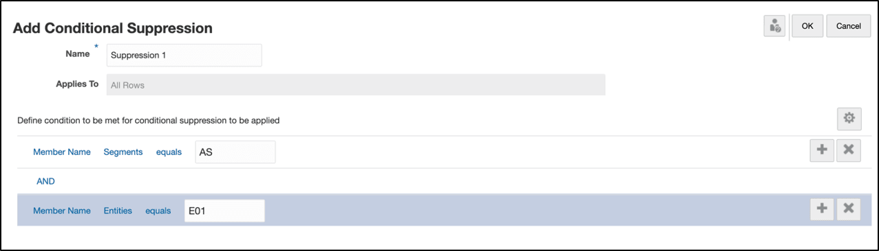 Creating a Conditional Suppression definition