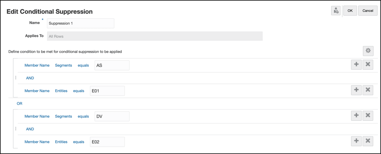 The second set of expressions and their conditional operator are selected and grouped.