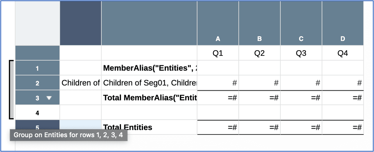 displaying the grouping informaion