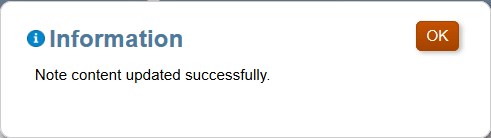 warning dialog box to confirm creating a new Note Definition