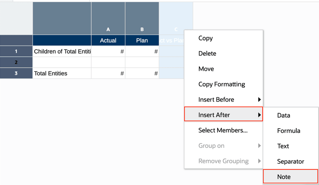 insert a Note Column
