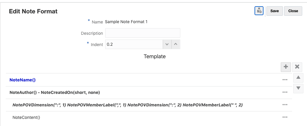 note format dialog
