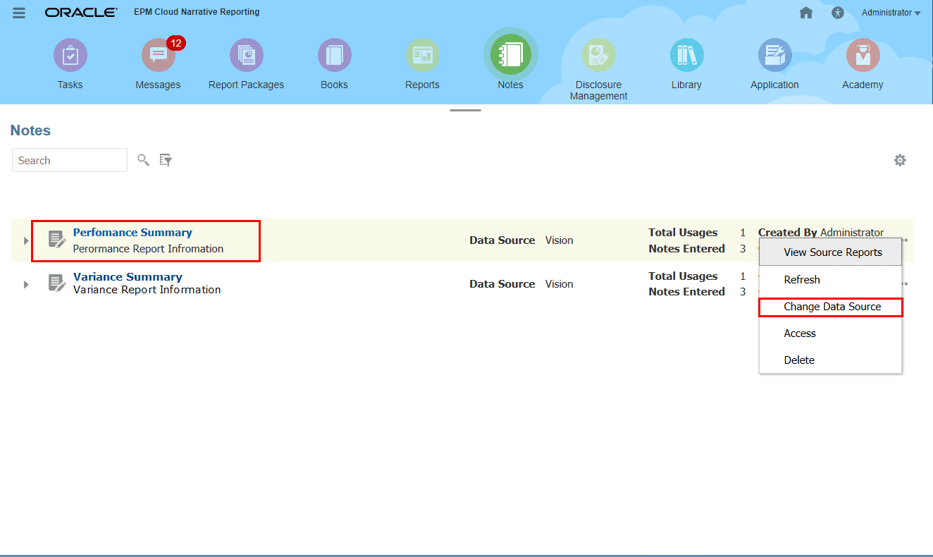 changing data source