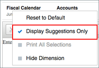 display suggestion option in the POV dimension setting