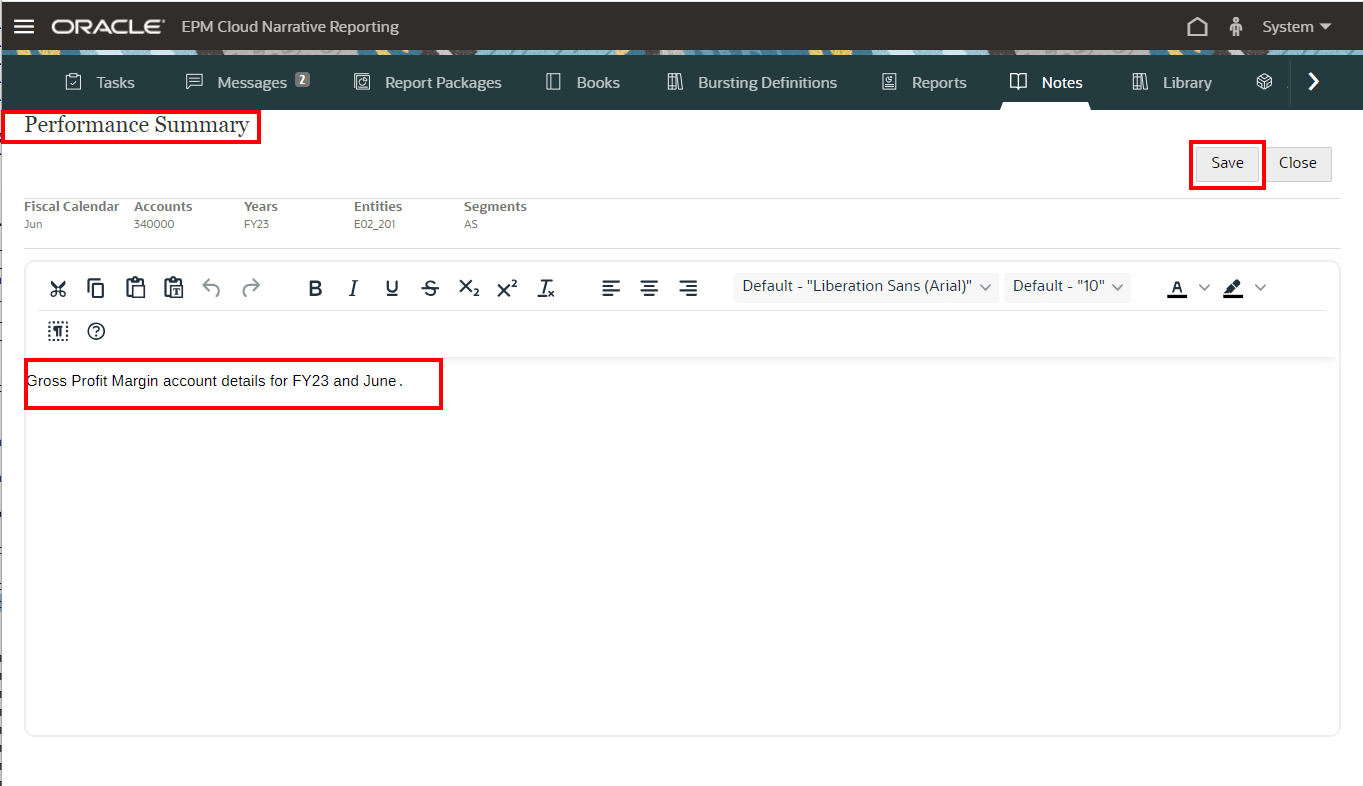 note template editor window and save