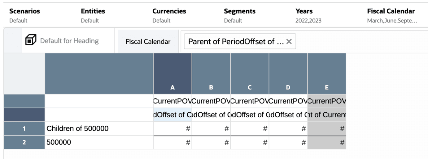 The following example shows the PeriodOffset and Parent Functions The following example shows the PeriodOffset and Parent Functions