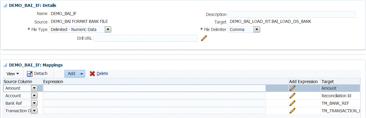 Image shows the import format for a BAI file.