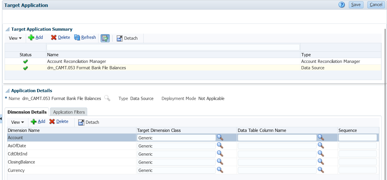 Image show dimension details for CAMT.053 format bank file balances.