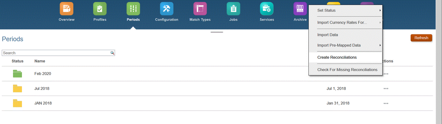 Image shows the Periods page.