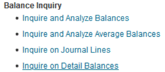 Image shows Balance Inquiry options