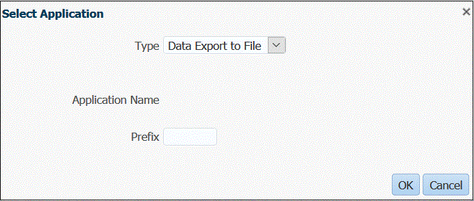 Image shows the Select Application screen.