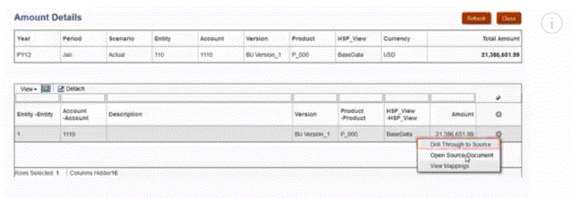 Image shows Drill Through landing page.