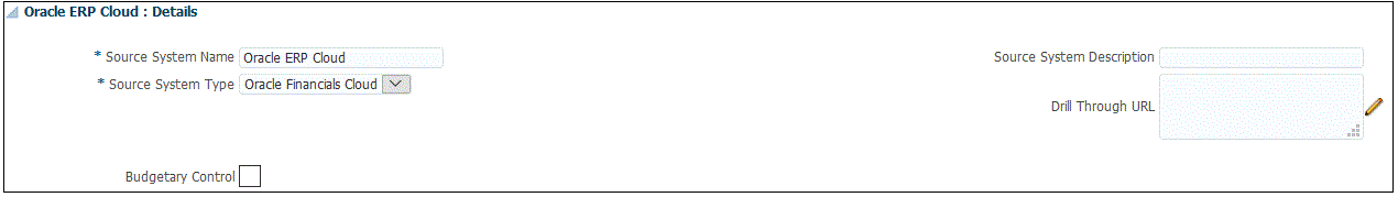 Image shows Source System page