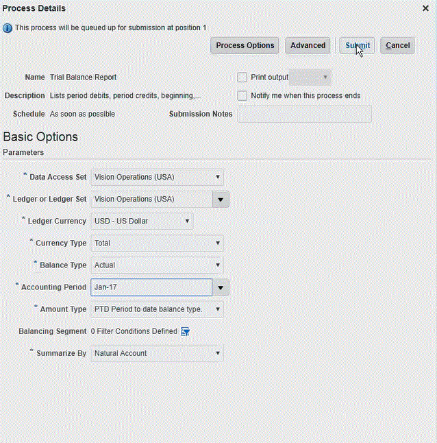 Image shows the Process Details page.